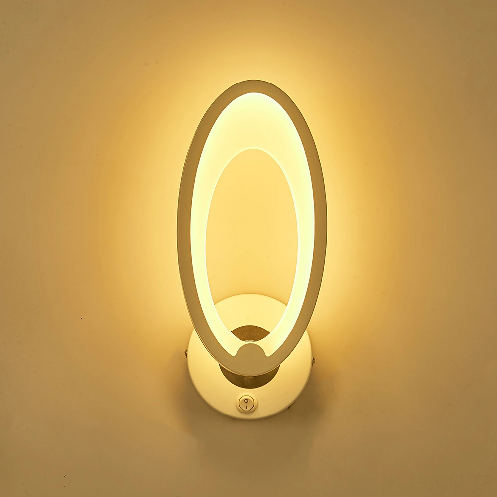 Qingmipy 3062 Model Duvar Lambası, 10w Led Isık, 3000k Sıcak Beyaz, 85-265v Geniş Voltaj, Açma/kapatma Anahtarlı, Akrilik Ve Demir Malzeme, Oturma Odası/yatak Odası Için Beyaz