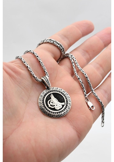 Osmanlı Tuğralı Grek Desenli 925 Ayar Gümüş Kral Zincir 2mm 902416 Gümüş