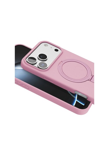 Özel Apple I Phone 17 Pro Regal Magsafe Standlı Kapak - Açık Pembe Fırsat