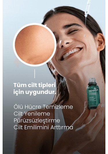 Cosmogenesis Labs AHA %10 BHA %2 Peeling Etkili Serum 30ml - Cilt Yenileyici Ölü Hücre Temizleyici Yeşil Çay Vegan