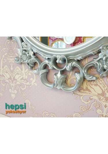 Vintage Taç Model Gümüş Renk Dekoratif Ayna