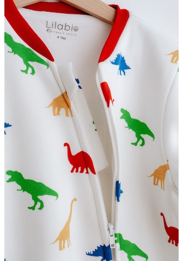 Lilabio Kız Erkek Çocuk %100 Pamuk 1.5 Tog Desenli Uyku Tulumu Dinozor Çok Renkli