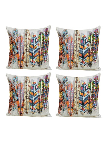 Modern Tarz Dijital Baskılı 4 Lü Dekoratif Kırlent Kılıfı Seti 43x43 Cm Şık Ve Renkli Tasarımlar Açık Bej