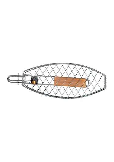Dooman Paslanmaz Çelik Balık Izgara Teli Ahşap Saplı 30x13 Cm Izgara Alanı - 318g
