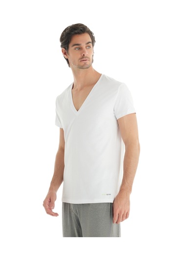 Blackspade Erkek Tshirt Derin V Yaka Tender Cotton 9212 - Beyaz