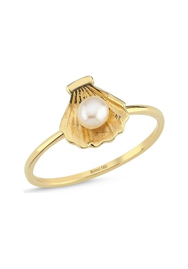 İstiridye Doğal İnci Yüzük Beyaz