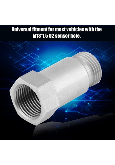Yaozixa 304 Paslanmaz Çelik Oksijen Sensör Uzatıcı M18-1.5, 45mm Uzunluk, Yakıt Verimliliğini Artırır, 2 Adet Set