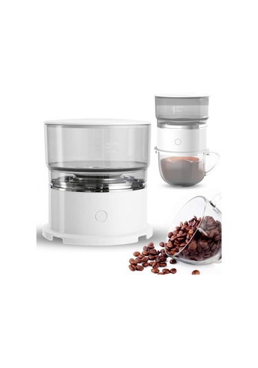 Wezone 200ml Mini Kahve Makinesi, 88-92 C Hassas Sıcaklık Ayarlı, 304 Çelik Filtre, Taşınabilir Drip Kahve Hazırlayıcı, Beyaz Pil Dahil Değil Beyaz