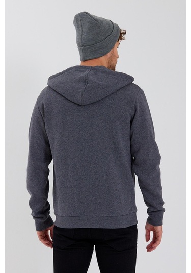 Age Of State Nakışlı Fermuarlı 3 İplik Sweatshirt Antrasit