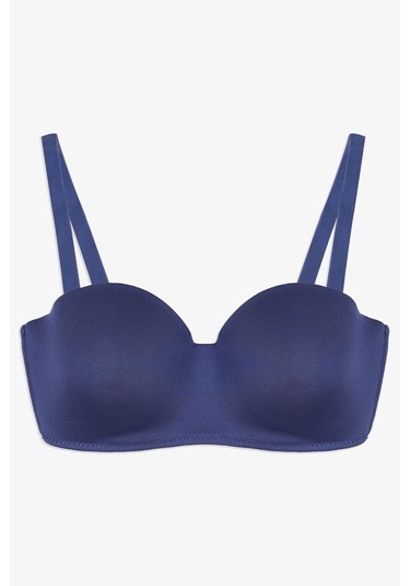 Kadın Dolgusuz Mikro Straplez Sütyen İndigo