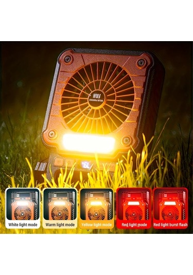 Dashanshop 1 Adet Taşınabilir Güneş Enerjili Şarj Edilebilir Turuncu Usb Fan Led Akıllı Tavan Fanı Kamp Ev Ofis İçin Kablosuz Masa Fanı