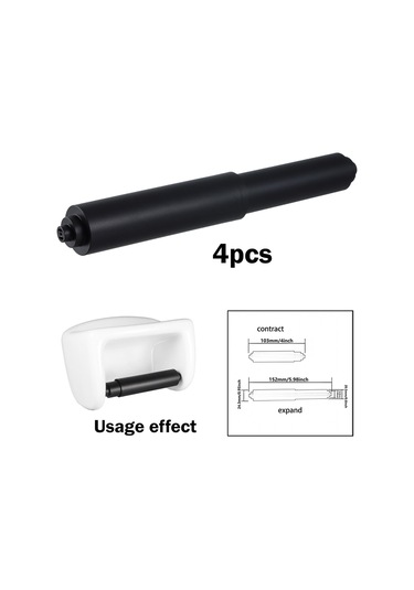 Suntek 4x Tuvalet Kağıdı Tutucu Yaylı Çubuklar Banyo Siyah