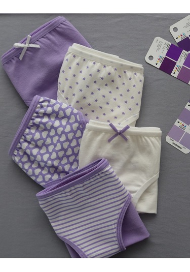 Alya Underwear Anne Kız Kombin Pamuklu Külot - Beyaz Slip İç Çamaşırı - 5'li Paket Çok Renkli P28