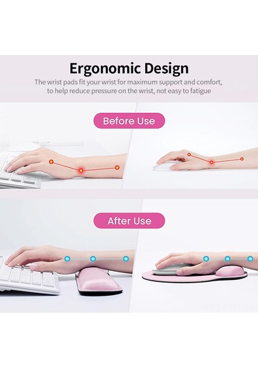 Hangfox Ergonomik Klavye Bilek Destekli Mouse Pad Seti - Hafıza Köpüğü Malzeme, Kaymazsız Lastik Taban, Mavi Renk