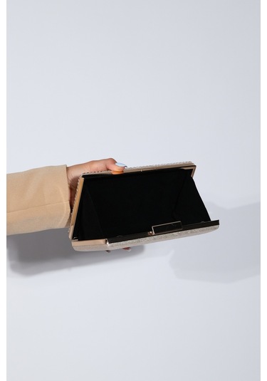 Gomeda Bakır Kare Taşlı Kadın Abiye Çanta Bakır