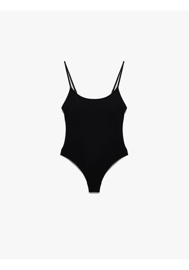 Koton Astarlı Hafif Destekli Dokulu İnce Askılı Fit Mayo Siyah 5sak20016mm Siyah