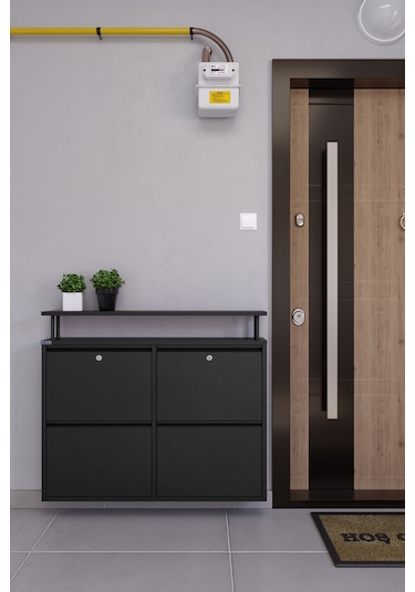 Ceha Kilitli Tablalı 4'lü Metal Ayakkabılık - Siyah K.AYK-2.4/S/P 9005/KL Ceha Kilitli Tablalı 4'lü Metal Ayakkabılık - Siyah K.AYK-2.4/S/P 9005/KL