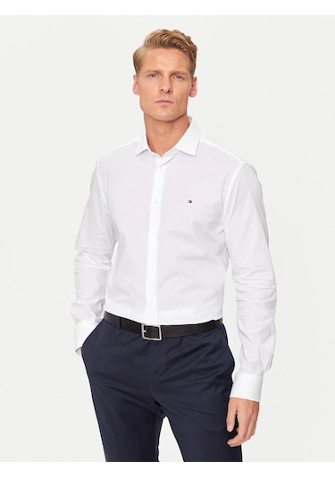 Tommy Hilfiger Erkek Regular Fit Pamuklu Gömlek Beyaz