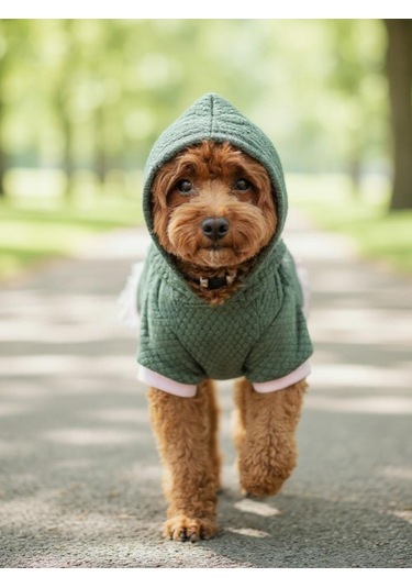 Bunnypop Kapüşonlu Köpek Elbisesi Yeşil Pembe
