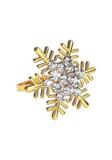 Homyl 12 Adet Yılbaşı Kar Tanesi Peçete Halkası Altın Altın