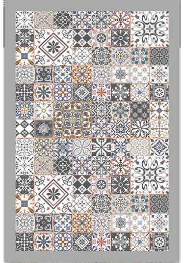 Gri Kaymaz Tabanlı Makinede Yıkanabilir Halı Kilim Yolluk