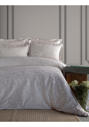 King Size Franny Bej Elegance Saten Nevresim Takımı Bej