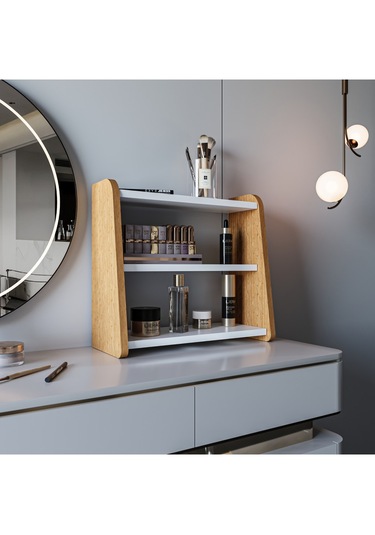 Alpa Ev Mobilya 3 Katlı Tezgah Üstü Organizer, Modern Mutfak Rafı Ve Çok Amaçlı Düzenleyici Atlantik Çam-beyaz