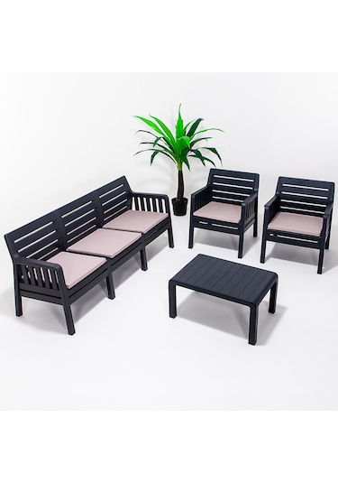 Lara 3+1+1 S Bahçe Balkon Takımı - Antrasit Gri