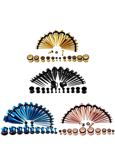 Homyl 36 Parça Kulak Göstergeleri Germe Kiti Fişler Konik 14g Siyah