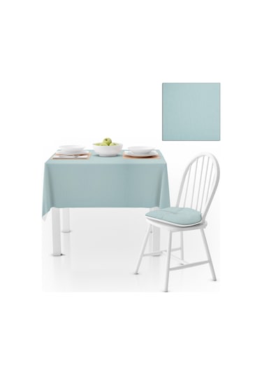 Buz Mavisi Kadife Dokulu Masa Örtüsü 120x180