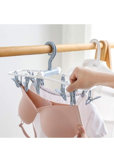 2'li Çamaşır Kurutma Makinesi İçin Askılı Giysi Askıları, Katlanabilir Çorap Ve İç Çamaşırı Askıları - Nordic Blue Ve Pink B Diğer