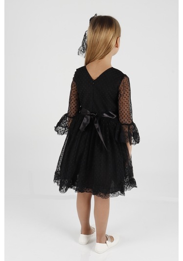 Ahengim Kız Çocuk Tokalı Ve Tül Dantel Günlük Trend Elbise Ak2209 001