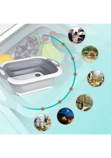 Katlanabilir Süzgeçli Kesme Tahtası Ve Badya Çok Renkli