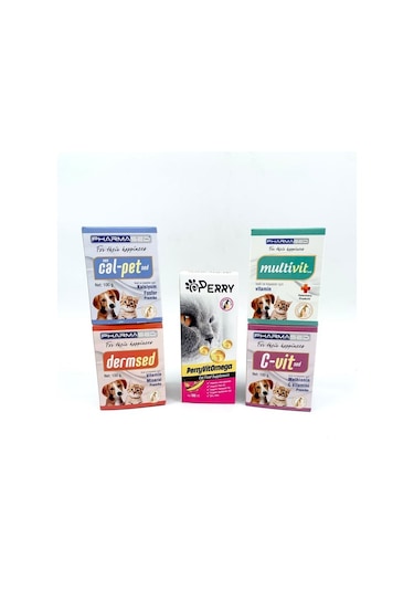 Pharmased Kediler İçin Vitamin Minarel Omega Destek Seti 5'Li 100 ML