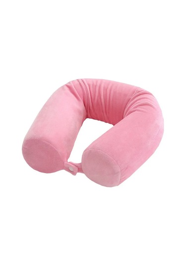 Geeksen Esnek Hafıza Köpük Boyun Yastığı - Yatıştırıcı Boyun Desteği - Seyahat Ve Öğle Dinlenme İçin U-şekilli Silindir Yastık Pembe Pembe