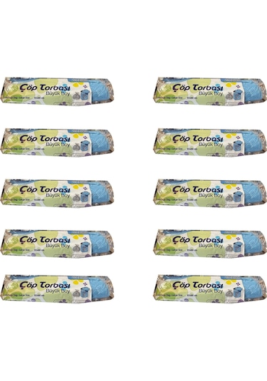 Canhome Büyük Boy Çöp Torbası Mavi 10 x 10'lu 65 x 80 CM