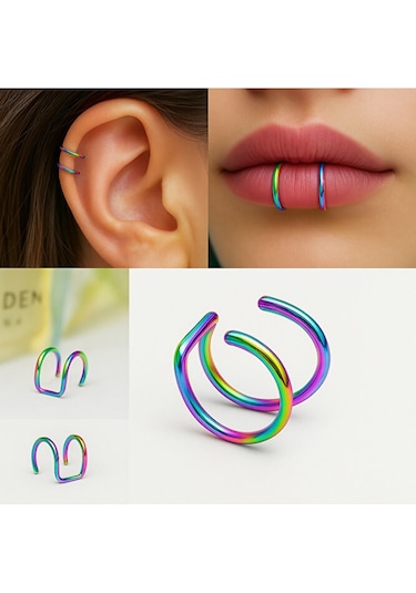Deliksiz Çelik Piercing Kulak, Dudak Ve Burun İçin 316 L Çelik Dü Sarı