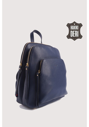 Hakiki Deri Kadın Sırt Çantası Lacivert Smr9209 Lacivert