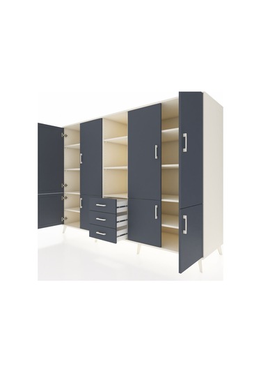 Kronos Dolap 11 Raflı 3 Çekmeceli 8 Kapaklı 220x59x163 Aytaşı-ant Aytaşı-antrasit