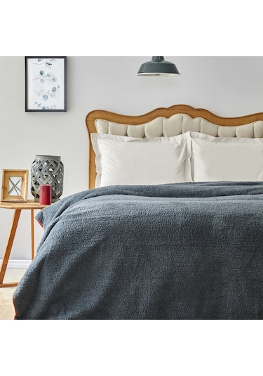 Karaca Home Faye Petrol Çift Kişilik Sherpa Battaniye