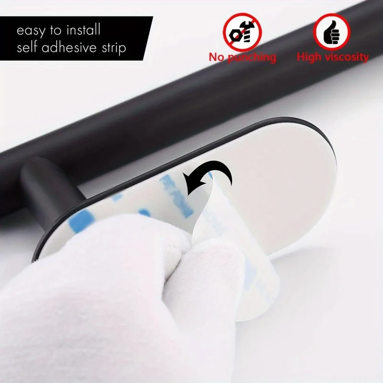 Yaleker Stainless Steel Otomatik Tutucu Banyo Havlu Demiri 40cm, Sıkmadan Kurulum, Evinizde Düzen Ve Estetik Siyah