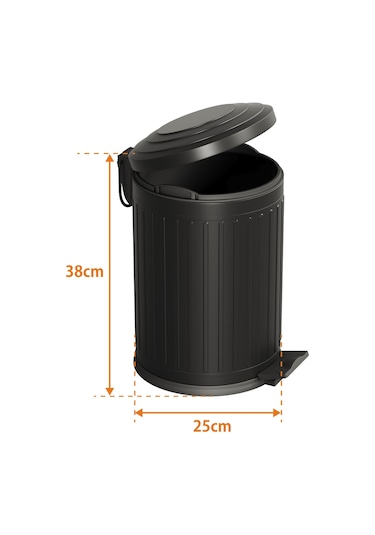 Aqua Bagno Midas Çöp Kovası -pedallı 12 Lt. , Mat Siyah Siyah