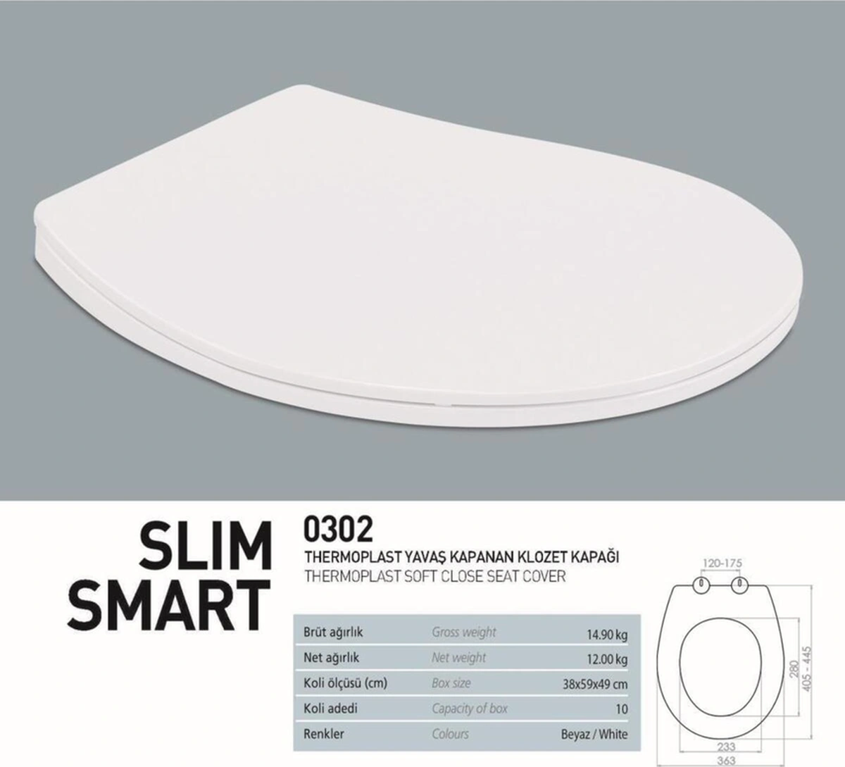 NKP Slim Smart Thermoplast Yavaş Kapanan Klozet Kapağı