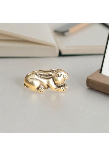 Homyl Mini Pirinç Tavşan Heykel Hatıra Masa Dekorasyon 1 3,4cmx1,6cm