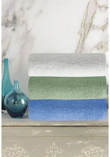 3 Lü Renkli El Yüz Havlu Seti %100 Pamuklu Natural Harmony Beyaz