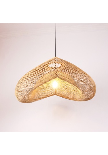 Yasmin Asimetrik Rattan Avize 80x40 Bej