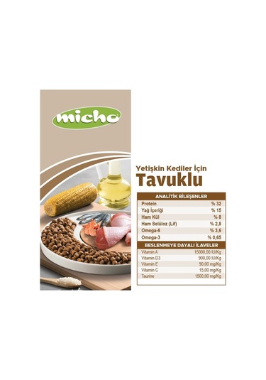 Micho Tavuklu Hamsili ve Pirinçli Yetişkin Kedi Maması 1500 G
