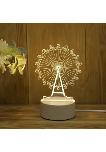 3d Gece Lambası Usb Renkli Uzaktan Kumanda - Dönme Dolap Diğer