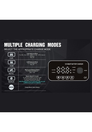 12v 6a Akıllı Motosiklet Akü Şarj Cihazı - Tam Otomatik, Taşınabilir Ve Çok Fonksiyonlu