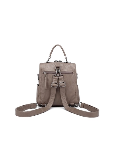 Yıkama Deri Sırt Askılı Kadın Çantası 21k Barcelona 1915 Vizon